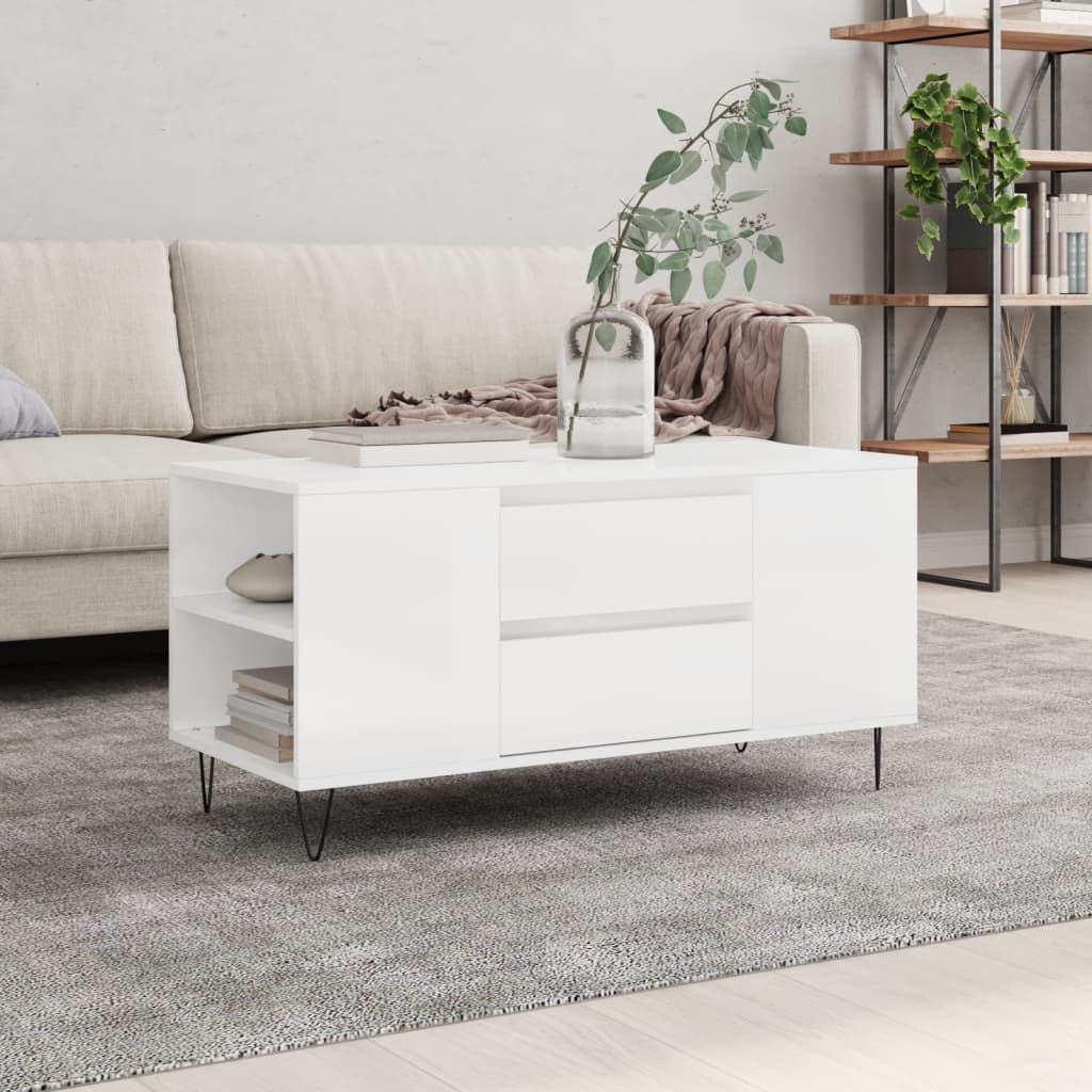 Berkfield Coffee Table High Gloss White 102x44.5x50 cm Engineered Wood