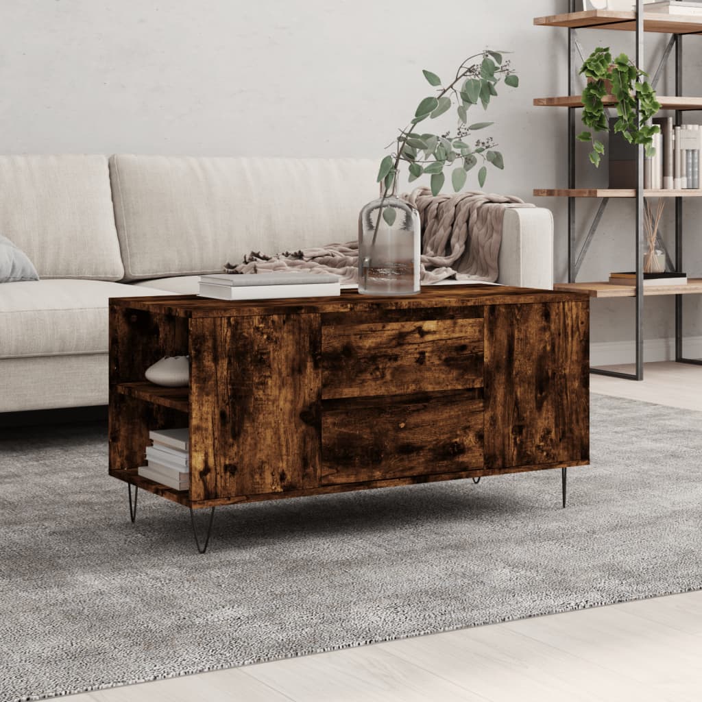 Berkfield Coffee Table Smoked Oak 102x44.5x50 cm Engineered Wood