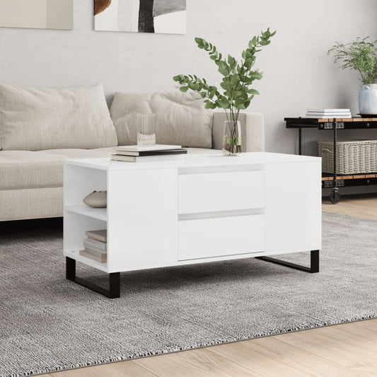 Berkfield Coffee Table High Gloss White 102x44.5x50 cm Engineered Wood