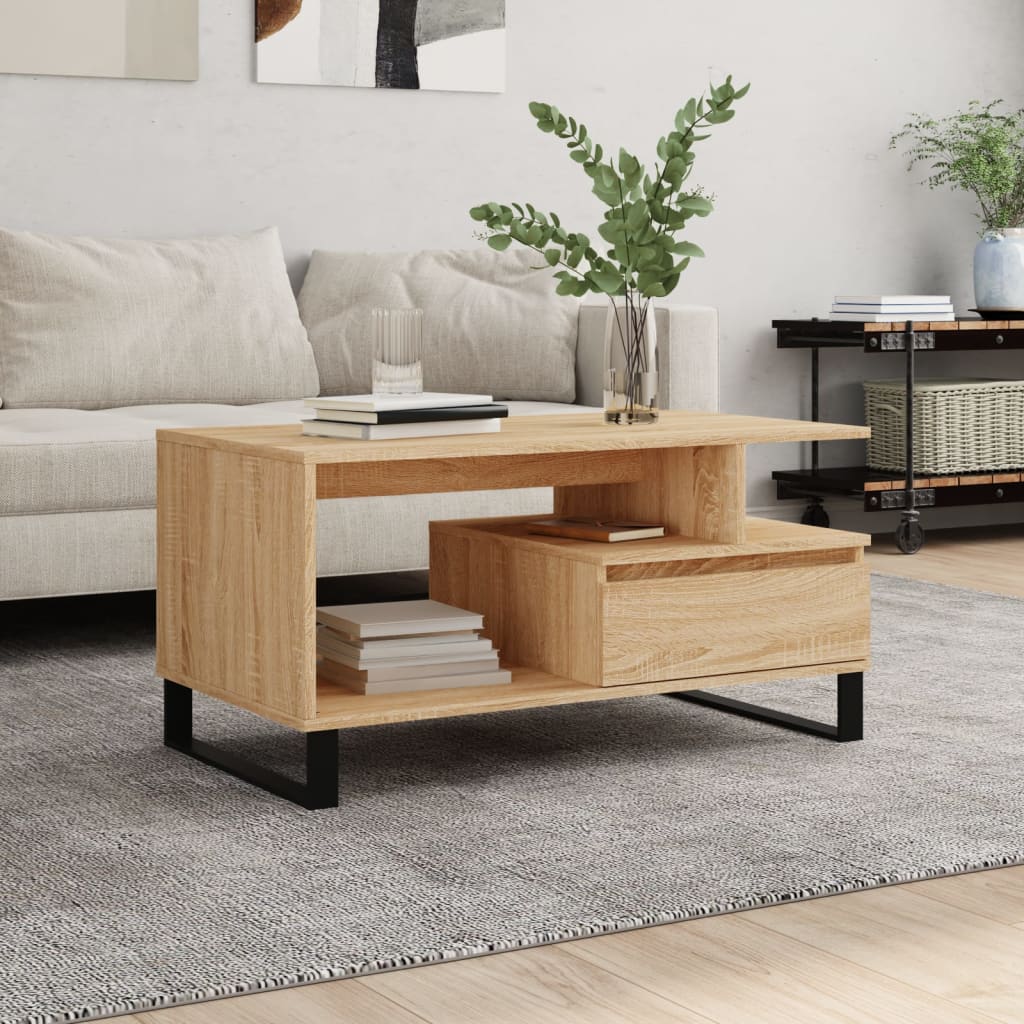 Berkfield Coffee Table Sonoma Oak 90x49x45 cm Engineered Wood