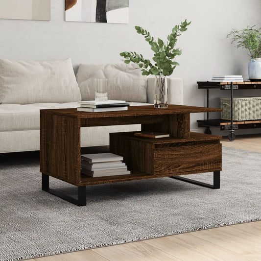 Berkfield Coffee Table Brown Oak 90x49x45 cm Engineered Wood