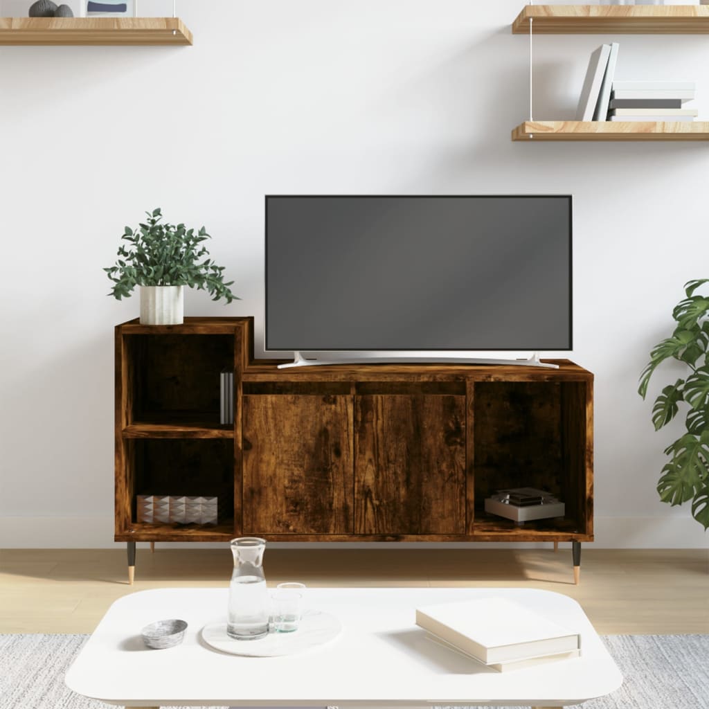 Berkfield TV Cabinet Smoked Oak 100x35x55 cm Engineered Wood