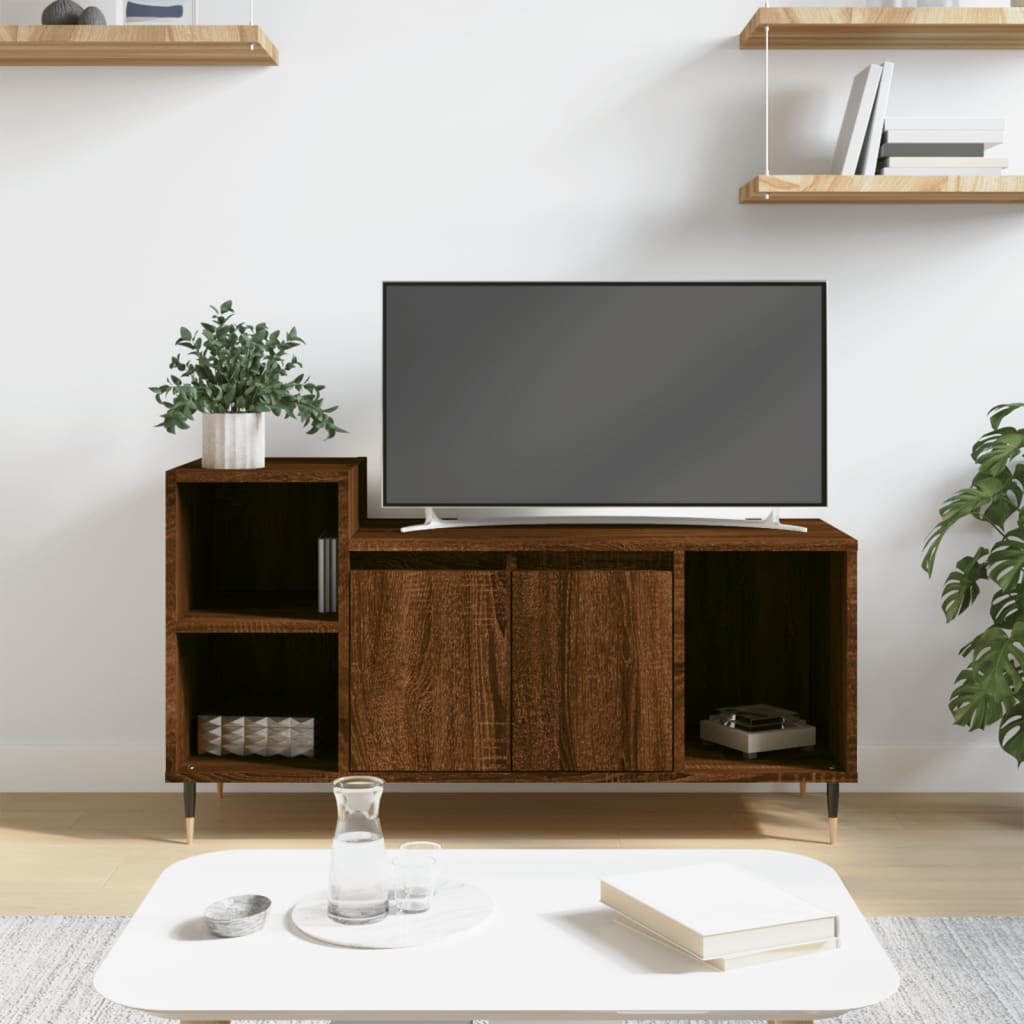 Berkfield TV Cabinet Brown Oak 100x35x55 cm Engineered Wood