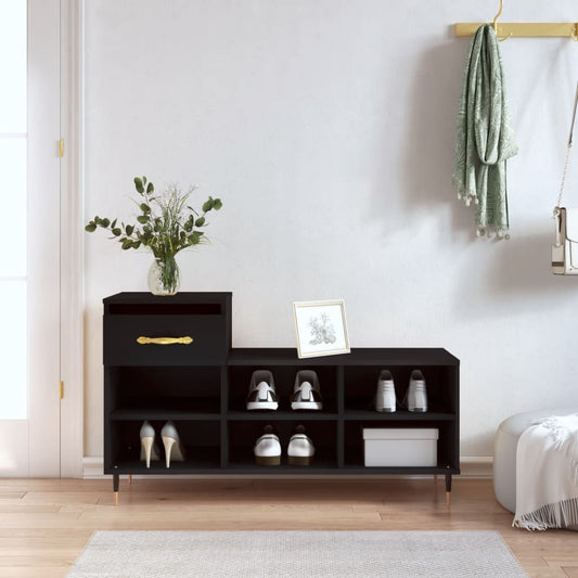 Berkfield Shoe Cabinet Black 102x36x60 cm Engineered Wood