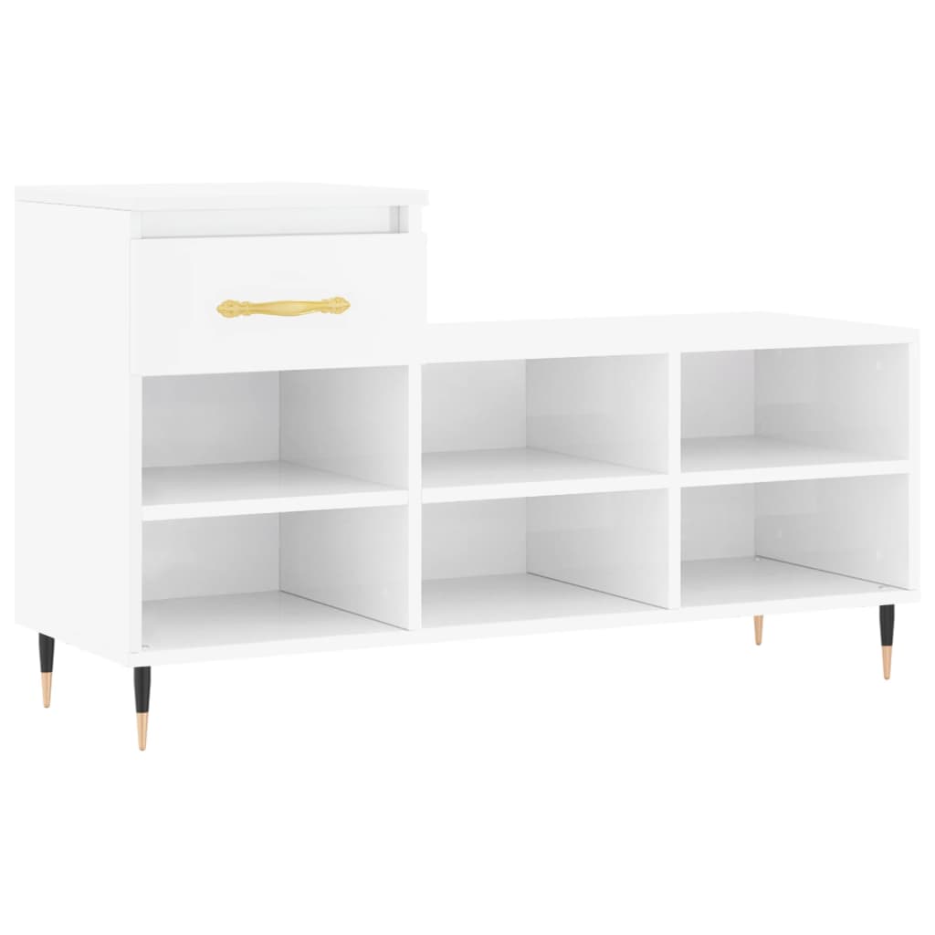 Berkfield Shoe Cabinet High Gloss White 102x36x60 cm Engineered Wood