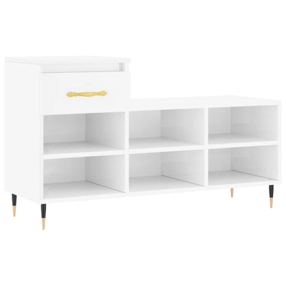 Berkfield Shoe Cabinet High Gloss White 102x36x60 cm Engineered Wood