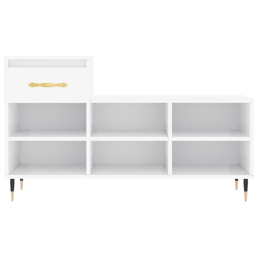 Berkfield Shoe Cabinet High Gloss White 102x36x60 cm Engineered Wood