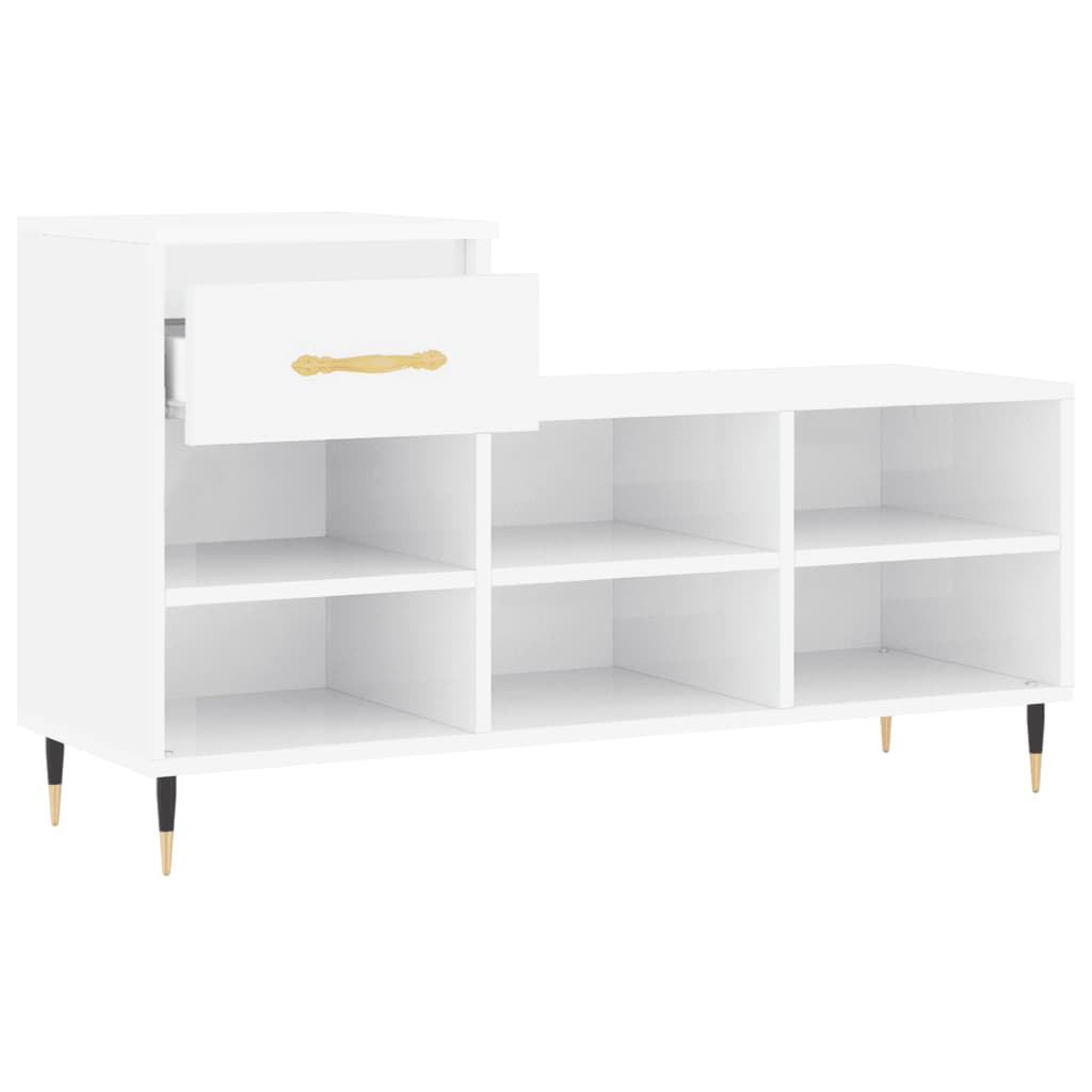 Berkfield Shoe Cabinet High Gloss White 102x36x60 cm Engineered Wood