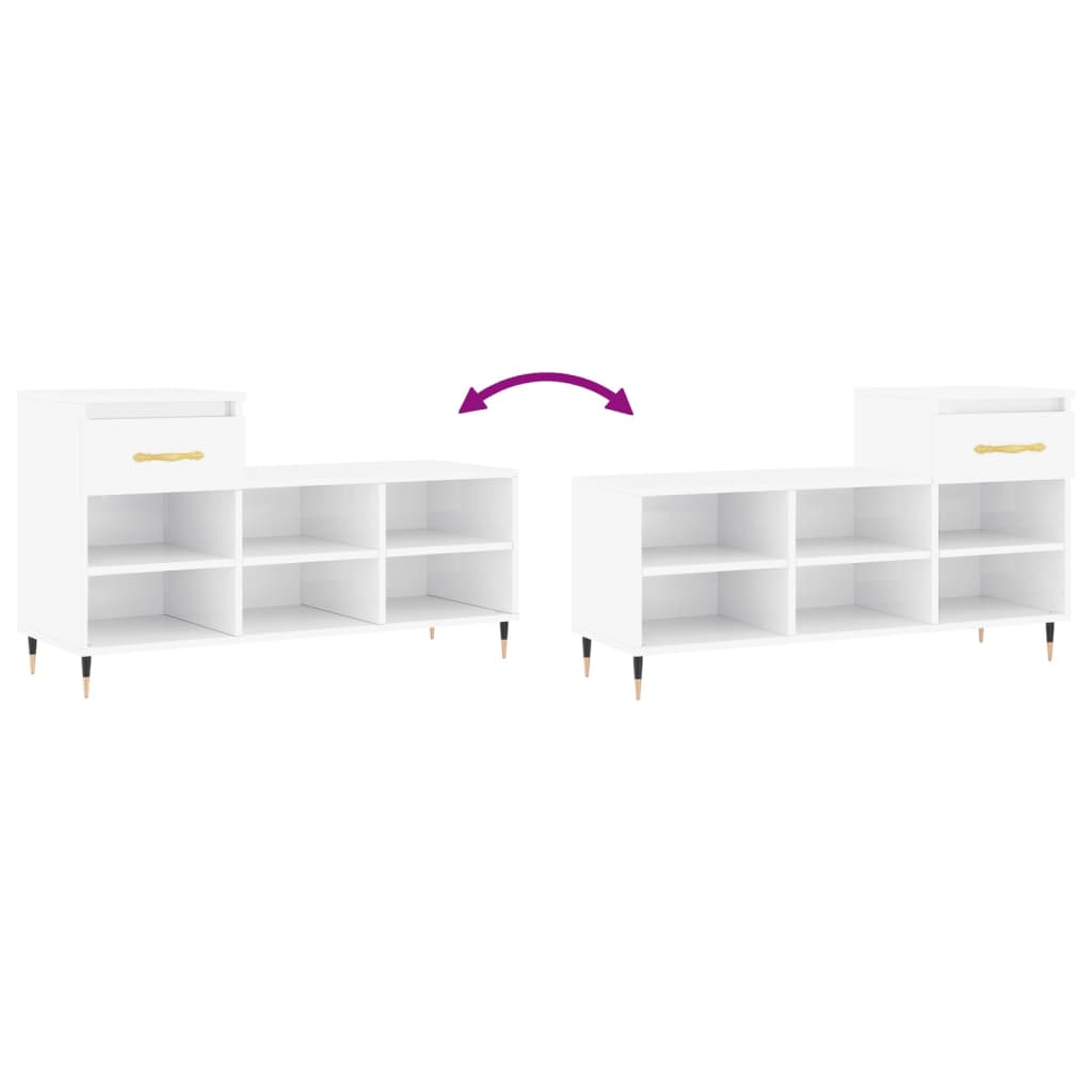 Berkfield Shoe Cabinet High Gloss White 102x36x60 cm Engineered Wood