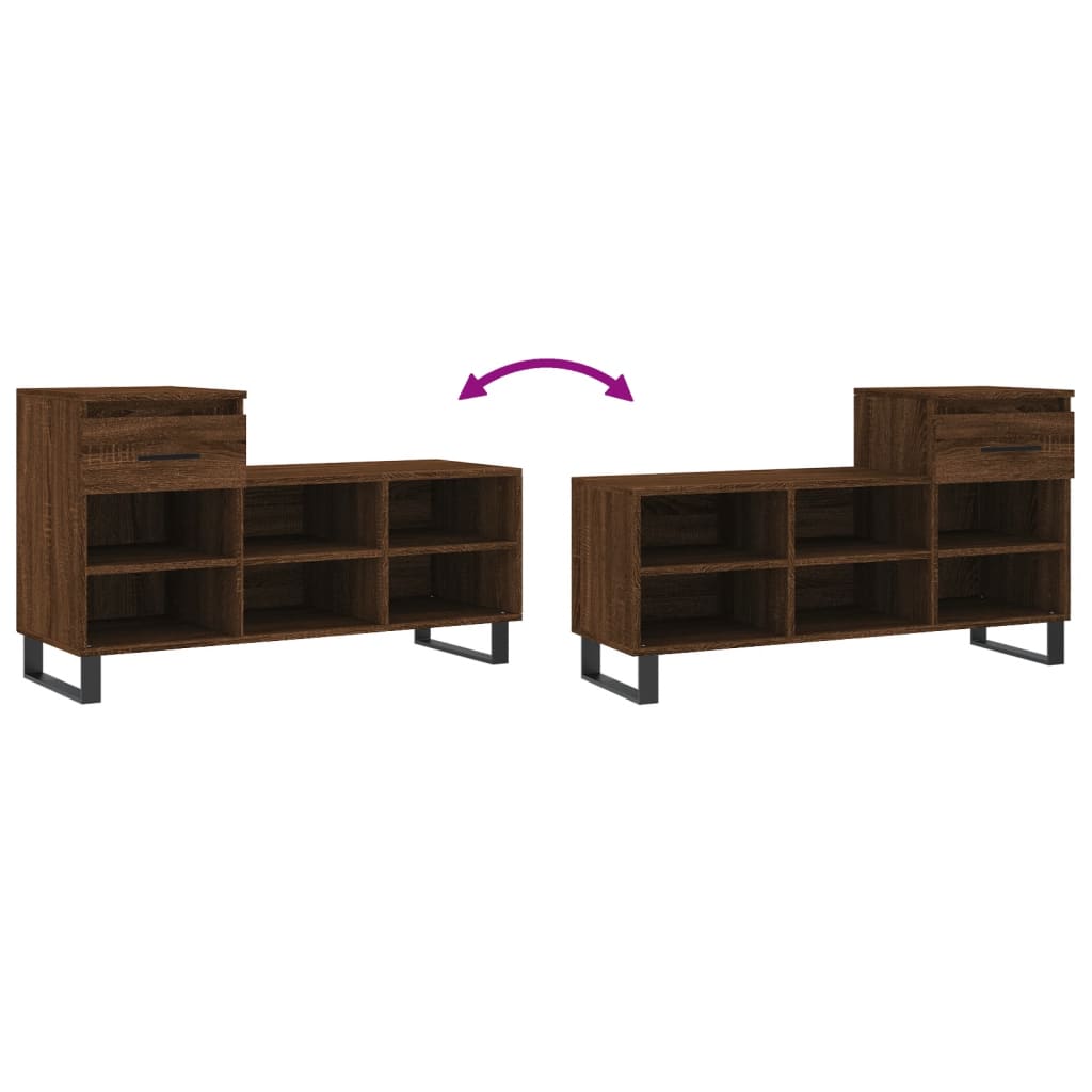 Berkfield Shoe Cabinet Brown Oak 102x36x60 cm Engineered Wood