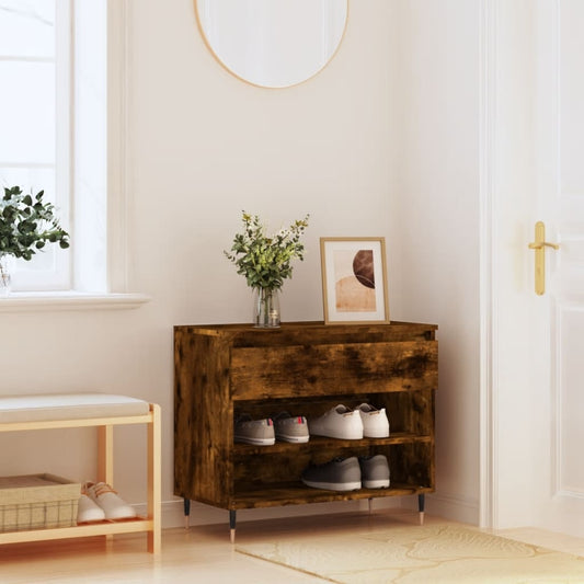 Berkfield Shoe Cabinet Smoked Oak 70x36x60 cm Engineered Wood