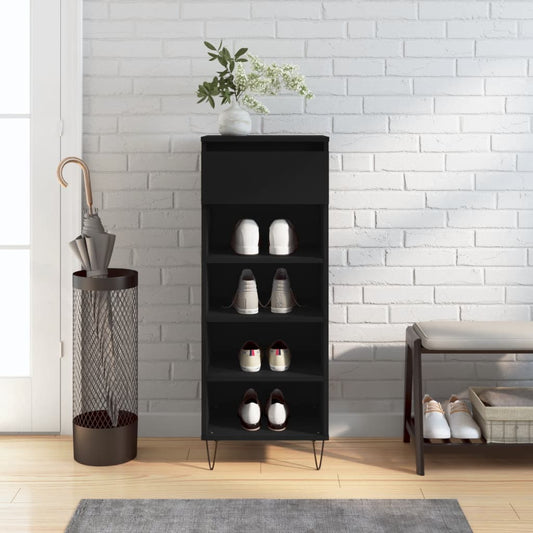 Berkfield Shoe Cabinet Black 40x36x105 cm Engineered Wood
