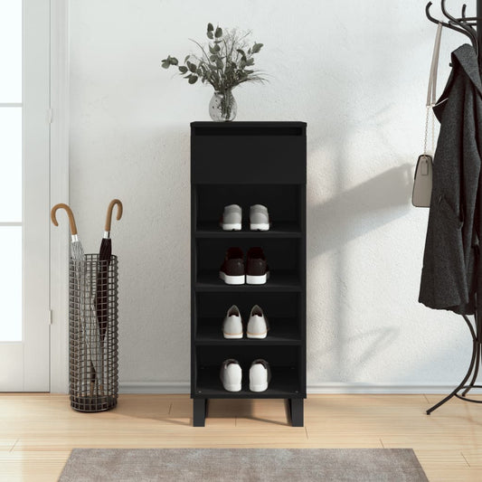 Berkfield Shoe Cabinet Black 40x36x105 cm Engineered Wood