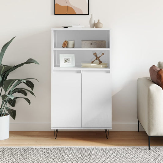 Berkfield Highboard High Gloss White 60x36x110 cm Engineered Wood