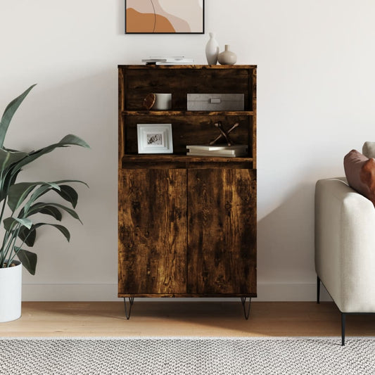 Berkfield Highboard Smoked Oak 60x36x110 cm Engineered Wood