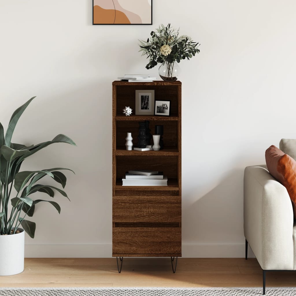 Berkfield Highboard Brown Oak 40x36x110 cm Engineered Wood