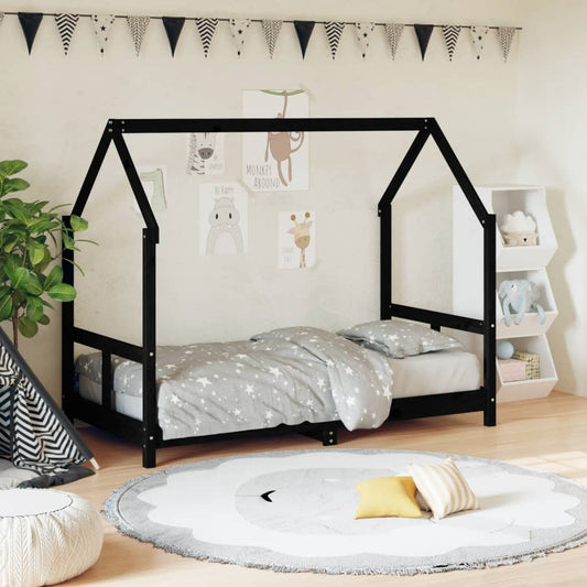 Berkfield Kids Bed Frame Black 80x160 cm Solid Wood Pine