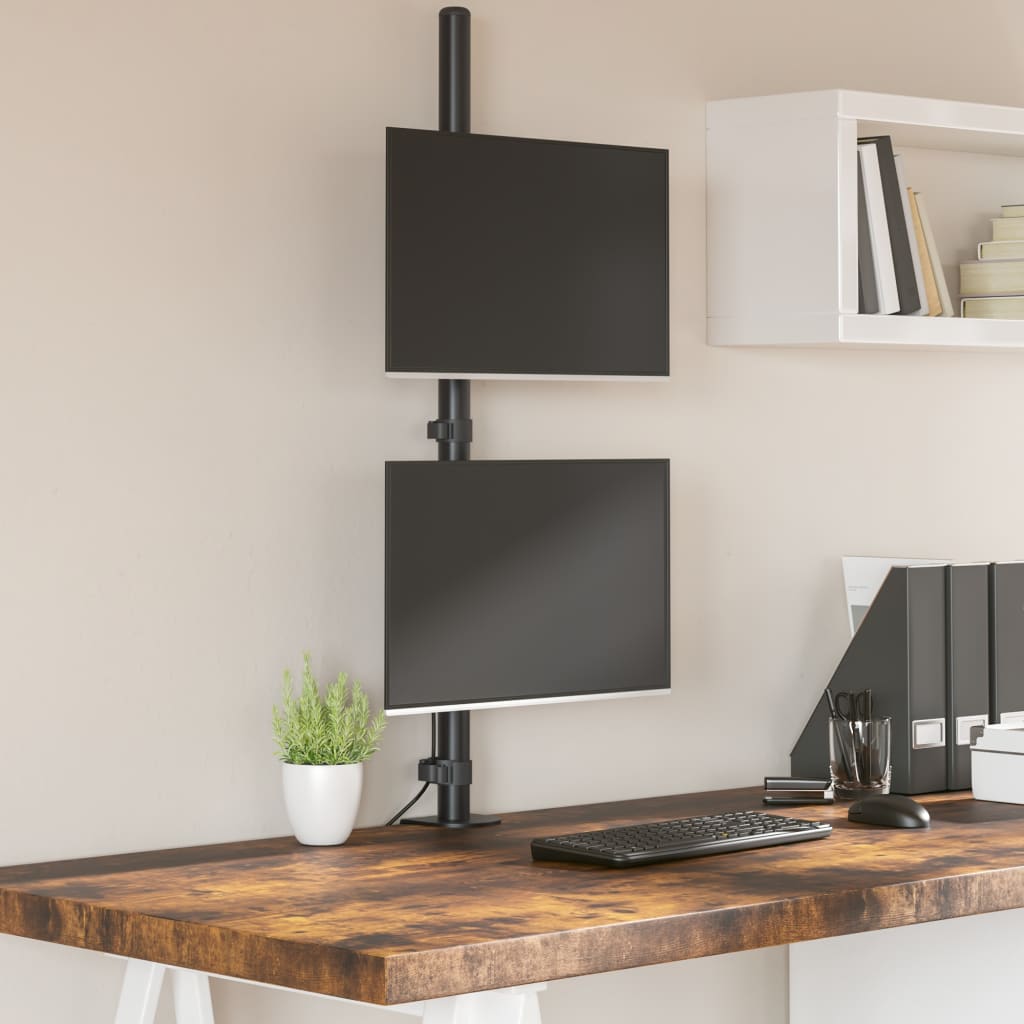 Berkfield Dual Monitor Stand Black Steel VESA 75/100 mm