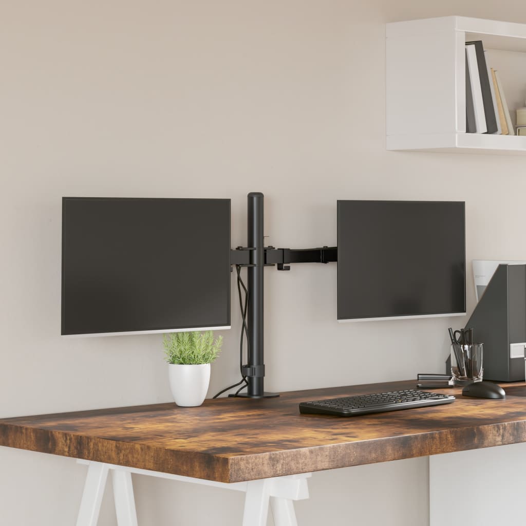 Berkfield Dual Monitor Stand Black Steel VESA 75/100 mm