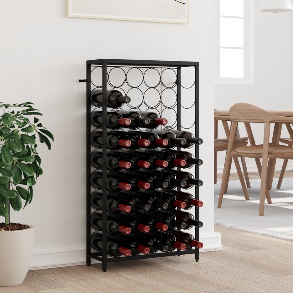 Berkfield Wine Rack for 45 Bottles Black 54x18x100 cm Wrought Iron