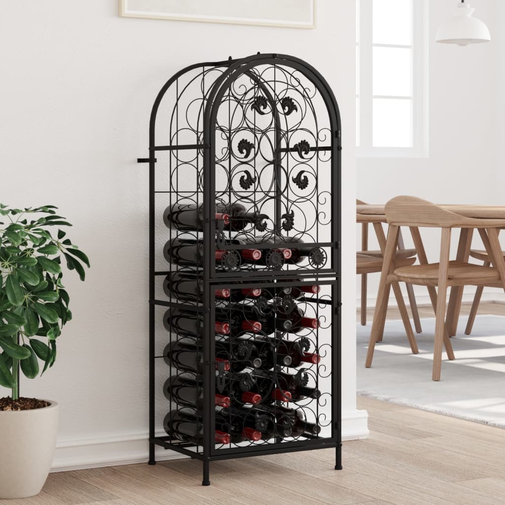 Berkfield Wine Rack for 41 Bottles Black 45x36x120 cm Wrought Iron