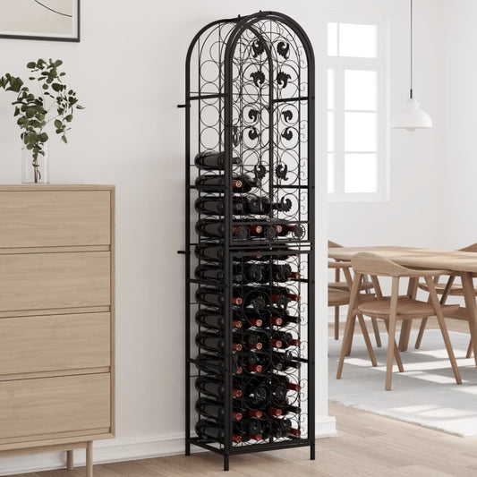Berkfield Wine Rack for 73 Bottles Black 45x36x200 cm Wrought Iron