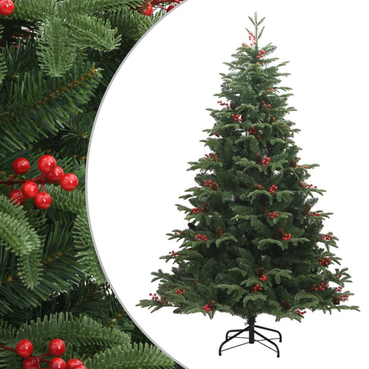 Berkfield Artificial Hinged Christmas Tree with Cones and Berries 180 cm