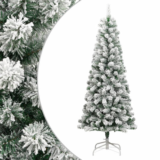 Berkfield Artificial Hinged Christmas Tree with Flocked Snow 210 cm