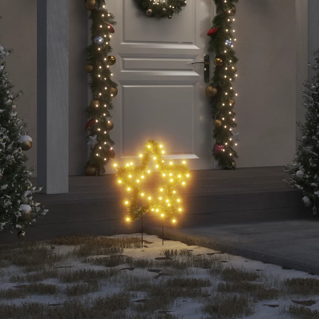 Berkfield Christmas Light Decorations with Spikes 3 pcs Star 50 LEDs 29 cm