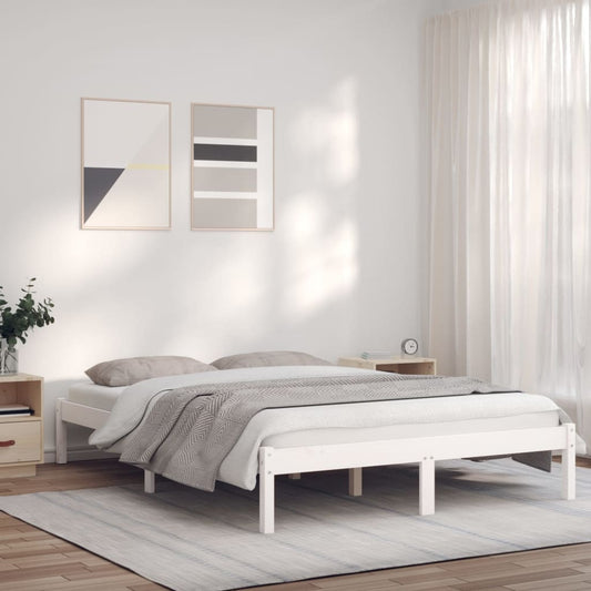 Berkfield Bed Frame White 150x200 cm Solid Wood Pine 5FT King