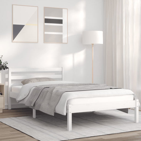 Berkfield Bed Frame White 75x190 cm Solid Wood Pine 2FT6 Small Single