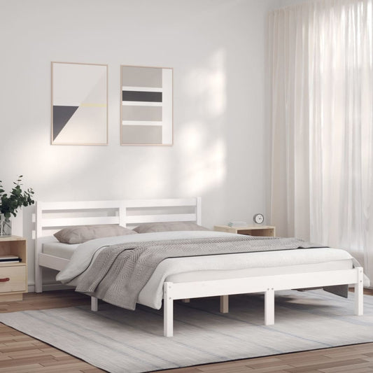 Berkfield Bed Frame White 135x190 cm Solid Wood Pine 4FT6 Double