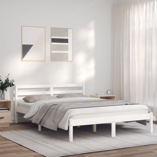Berkfield Bed Frame White 140x190 cm Solid Wood Pine