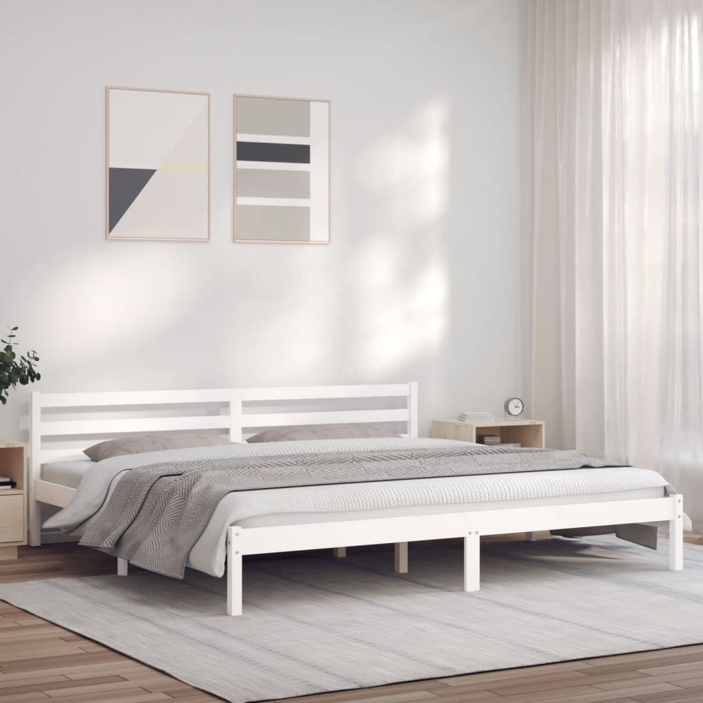 Berkfield Bed Frame White 180x200 cm Solid Wood Pine 6FT Super King