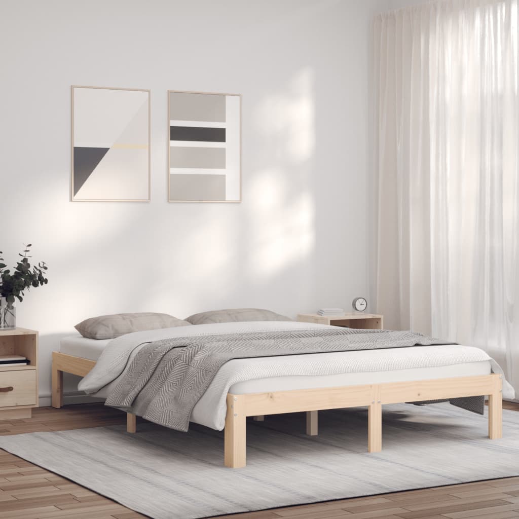 Berkfield Bed Frame 120x190 cm Solid Wood Pine 4FT Small Double