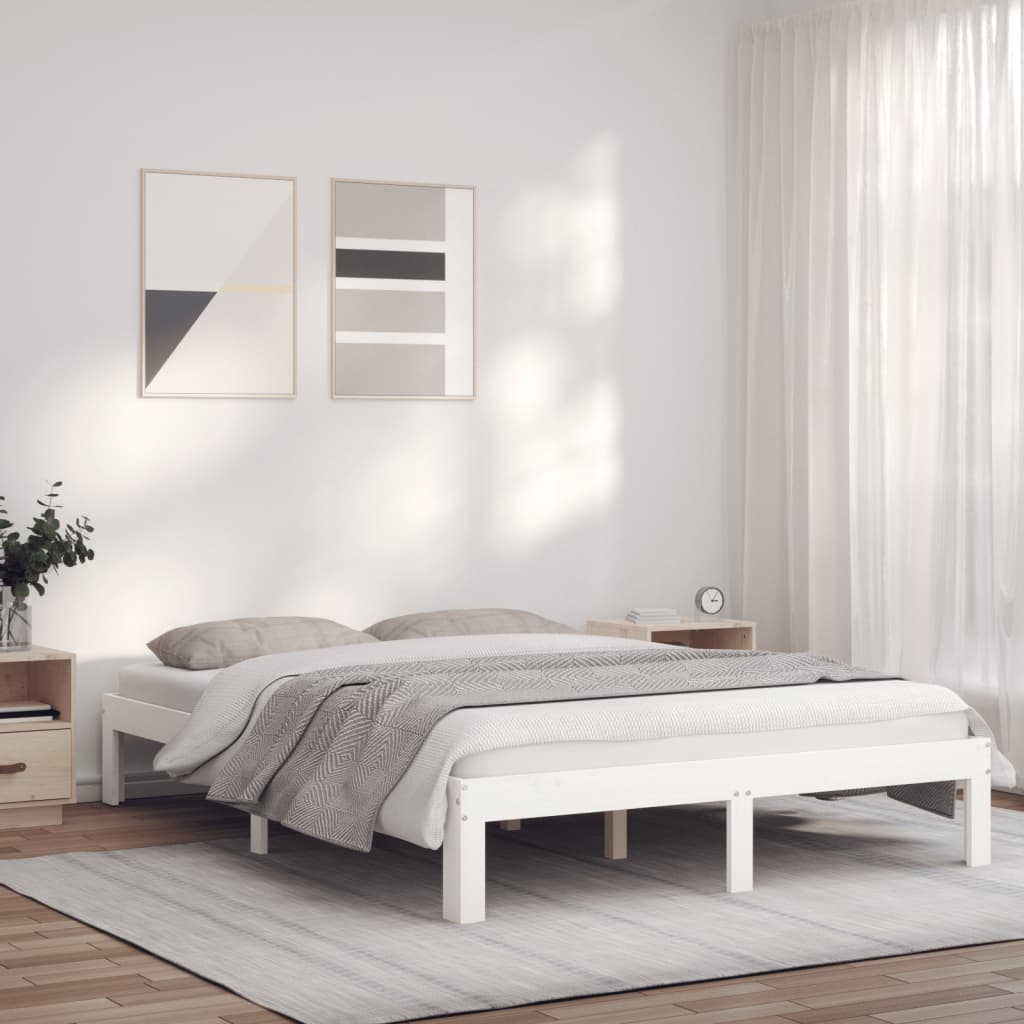 Berkfield Bed Frame White 120x190 cm Solid Wood Pine 4FT Small Double