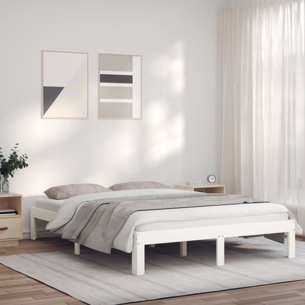 Berkfield Bed Frame White 140x200 cm Solid Wood Pine