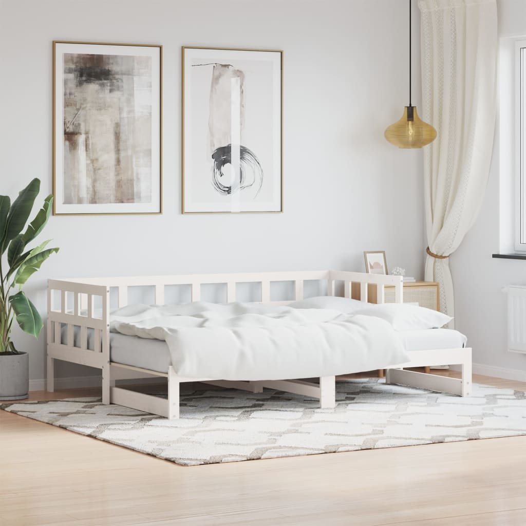 Berkfield Daybed with Trundle White 90x190 cm Solid Wood Pine