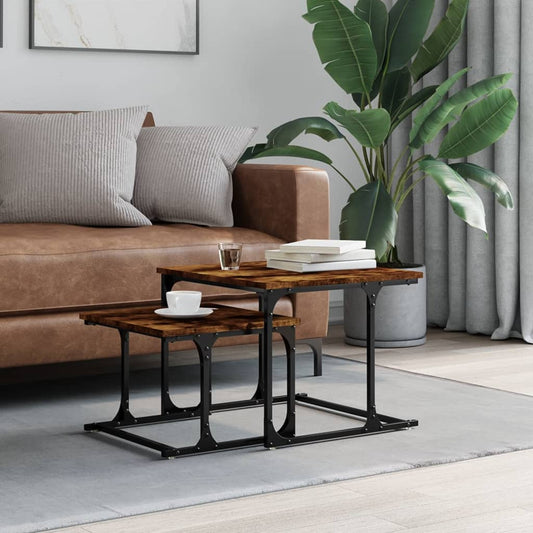 Berkfield Nesting Coffee Table 2 pcs Smoked Oak Engineered Wood