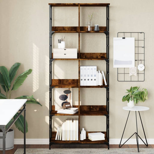 Berkfield Bookshelf Smoked Oak 78.5x33x188.5 cm Engineered Wood