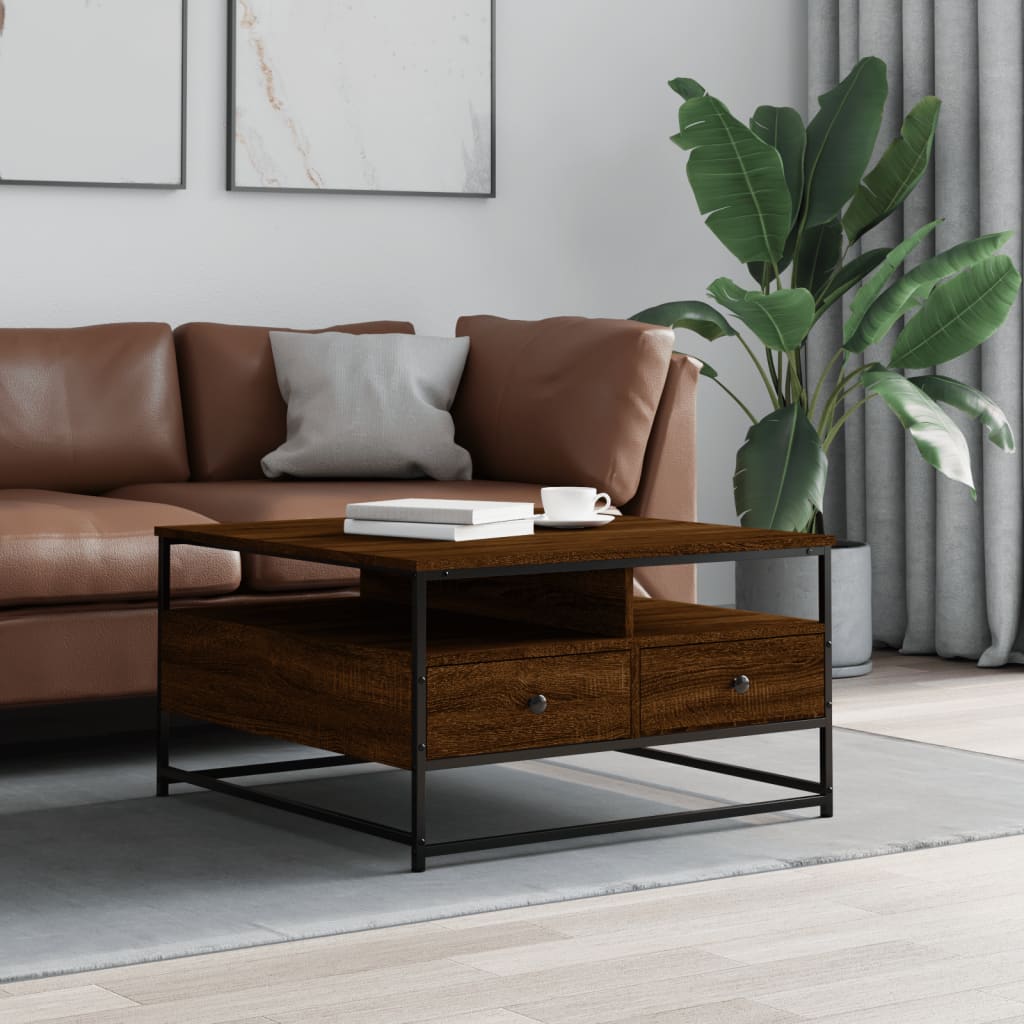 Berkfield Coffee Table Brown Oak 80x80x45 cm Engineered Wood
