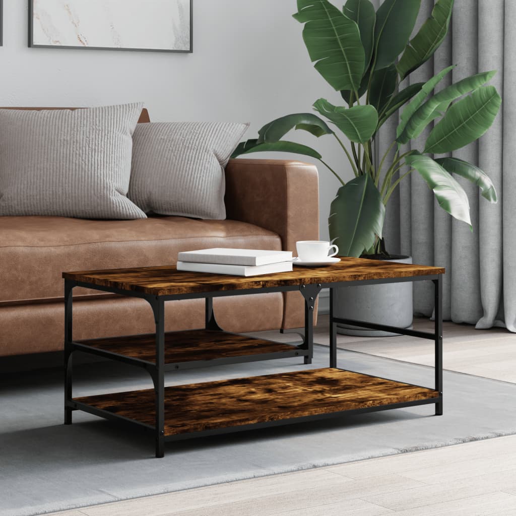 Berkfield Coffee Table Smoked Oak 90x49x40 cm Engineered Wood