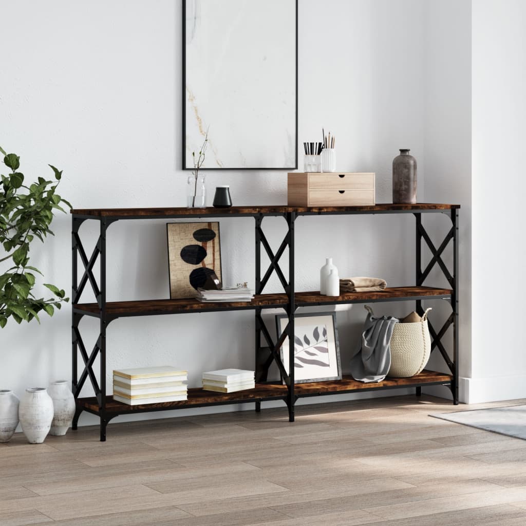 Berkfield Console Table Smoked Oak 200x28x80.5 cm Engineered Wood