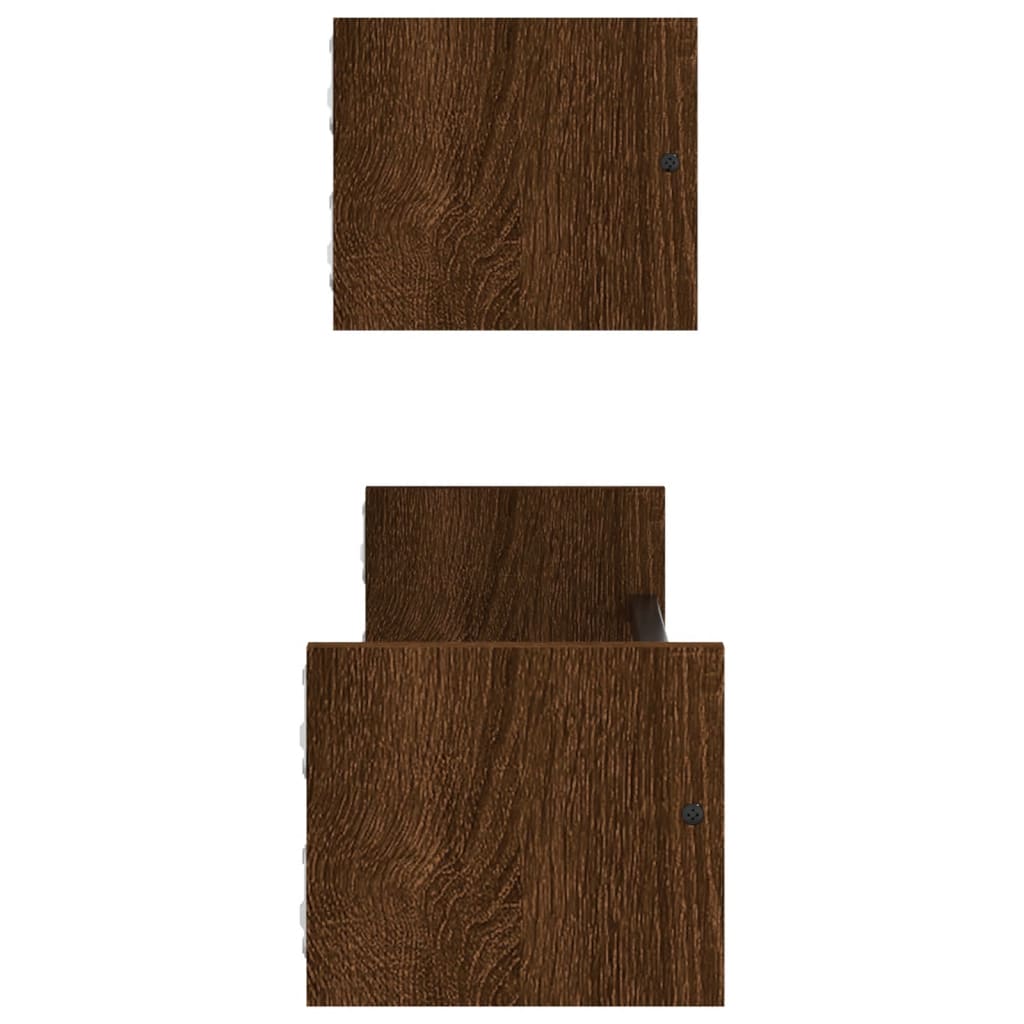 Berkfield Wall Shelves with Bars 2 pcs Brown Oak 60x16x14 cm