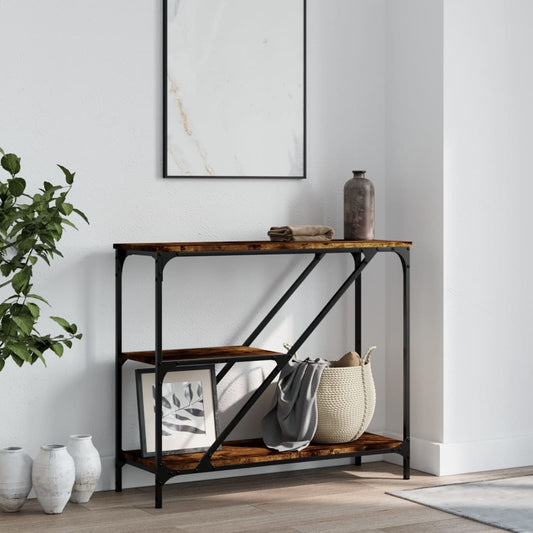 Berkfield Console Table Smoked Oak 88.5x30x75 cm Engineered Wood