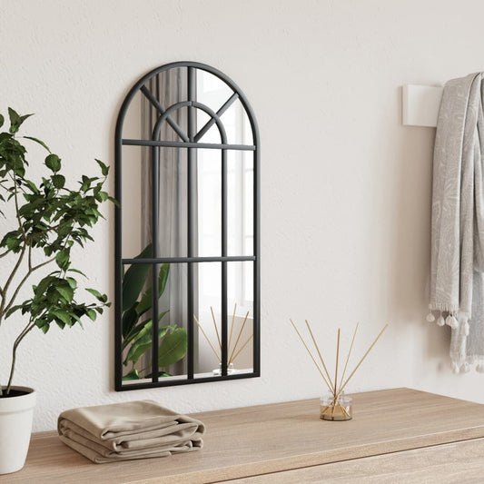Berkfield Wall Mirror Black 30x60 cm Arch Iron