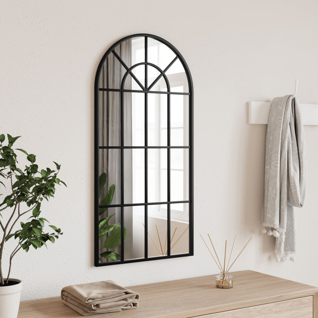 Berkfield Wall Mirror Black 40x80 cm Arch Iron