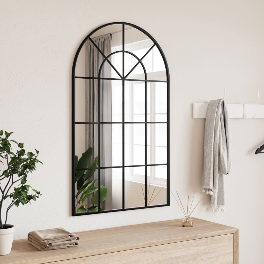 Berkfield Wall Mirror Black 60x100 cm Arch Iron