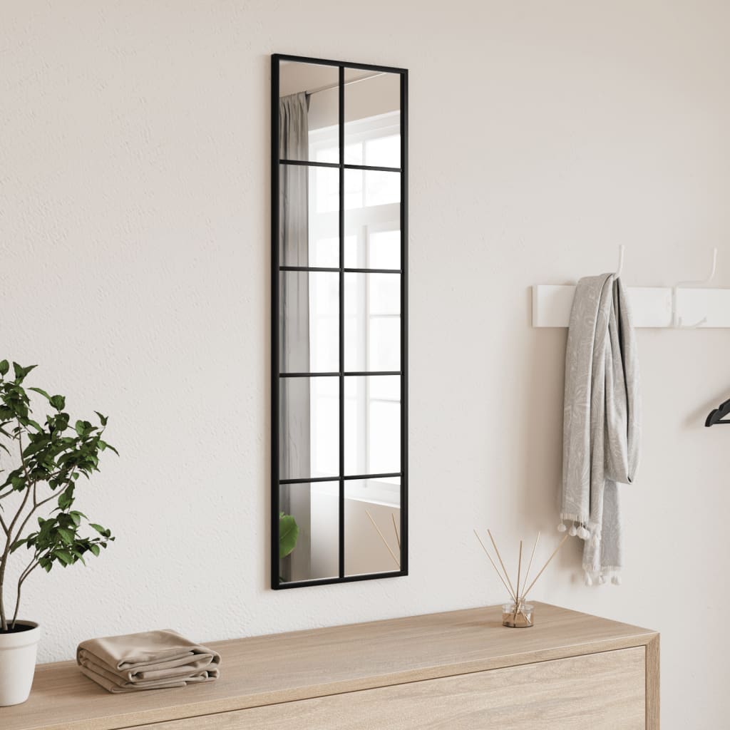 Berkfield Wall Mirror Black 30x100 cm Rectangle Iron