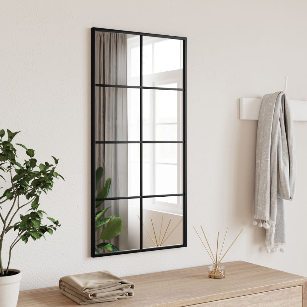 Berkfield Wall Mirror Black 40x80 cm Rectangle Iron